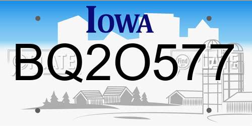 BQ2O577 Iowa License Plate