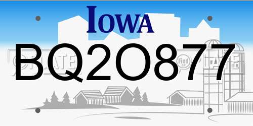 BQ2O877 Iowa License Plate