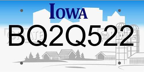 BQ2Q522 Iowa License Plate