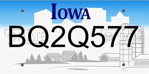 BQ2Q577 Iowa License Plate