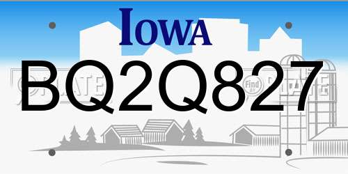 BQ2Q827 Iowa License Plate