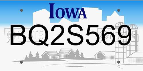 BQ2S569 Iowa License Plate