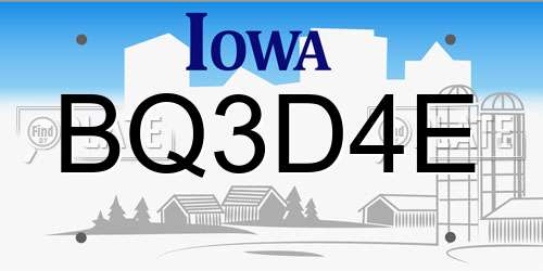 BQ3D4E Iowa License Plate