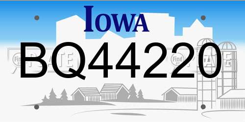 BQ44220 Iowa License Plate
