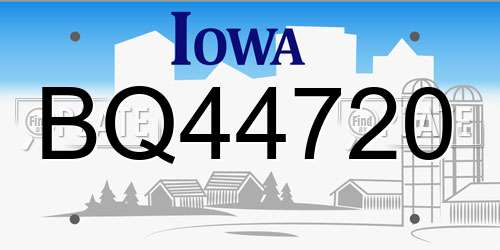 BQ44720 Iowa License Plate