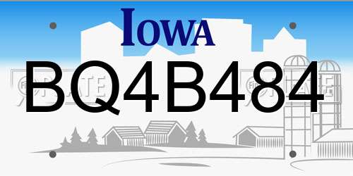 BQ4B484 Iowa License Plate