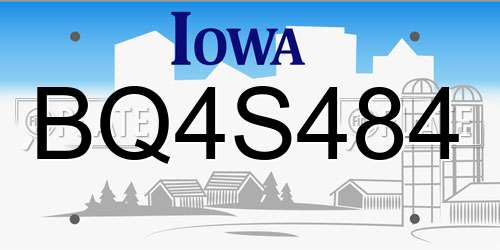 BQ4S484 Iowa License Plate