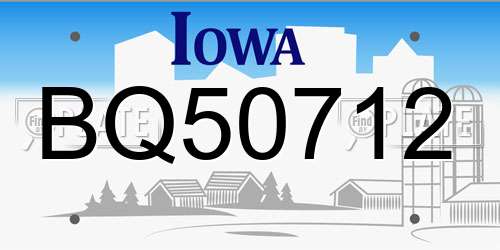 BQ50712 Iowa License Plate