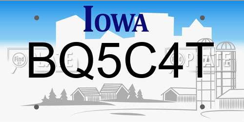 BQ5C4T Iowa License Plate