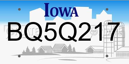 BQ5Q217 Iowa License Plate