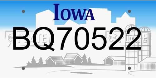BQ70522 Iowa License Plate
