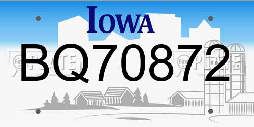 BQ70872 Iowa License Plate