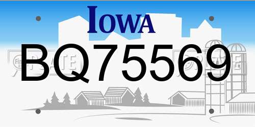 BQ75569 Iowa License Plate