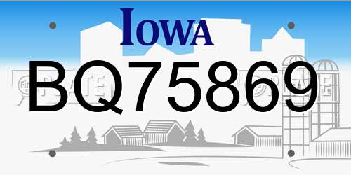 BQ75869 Iowa License Plate