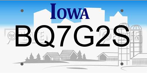 BQ7G2S Iowa License Plate