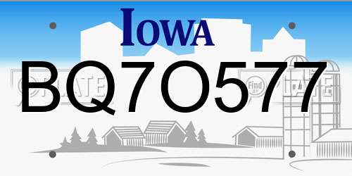 BQ7O577 Iowa License Plate