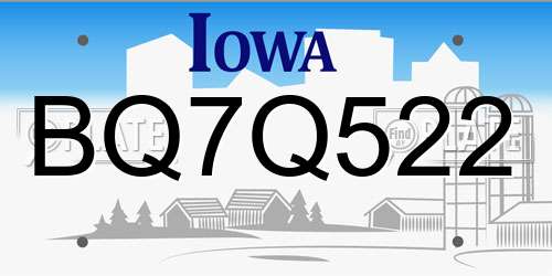BQ7Q522 Iowa License Plate