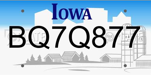 BQ7Q877 Iowa License Plate