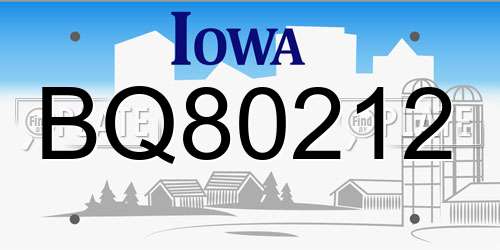 BQ80212 Iowa License Plate