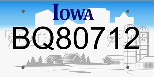 BQ80712 Iowa License Plate