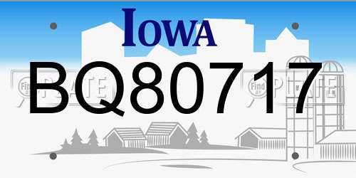 BQ80717 Iowa License Plate