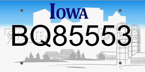 BQ85553 Iowa License Plate