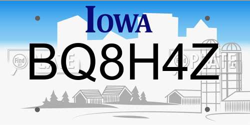 BQ8H4Z Iowa License Plate
