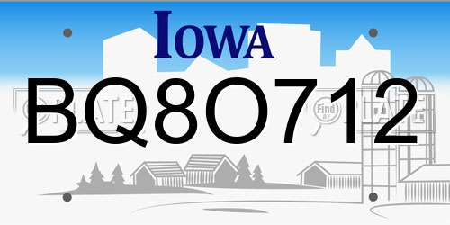 BQ8O712 Iowa License Plate