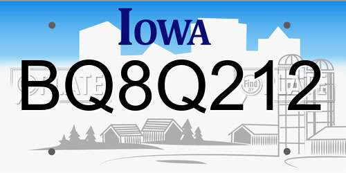 BQ8Q212 Iowa License Plate
