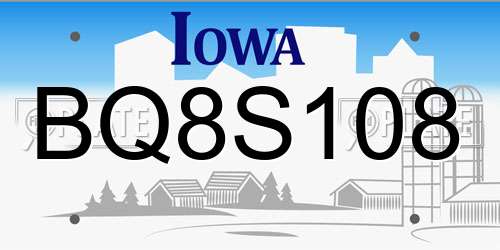 BQ8S108 Iowa License Plate