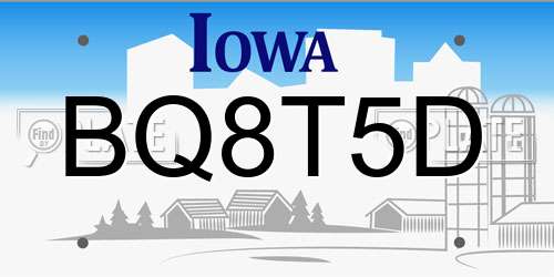 BQ8T5D Iowa License Plate
