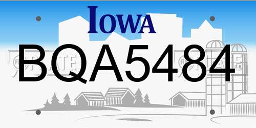 BQA5484 Iowa License Plate