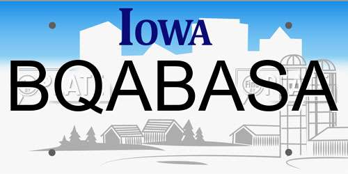 BQABASA Iowa License Plate