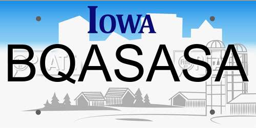 BQASASA Iowa License Plate
