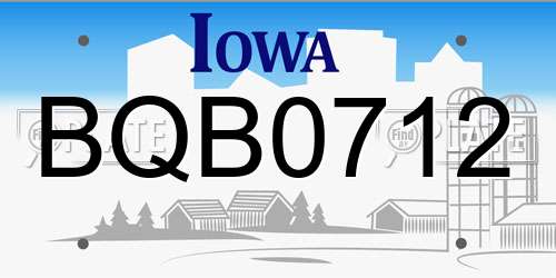 BQB0712 Iowa License Plate