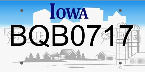 BQB0717 Iowa License Plate