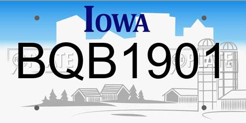BQB1901 Iowa License Plate