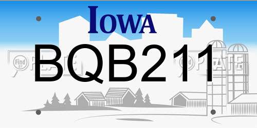 BQB211 Iowa License Plate