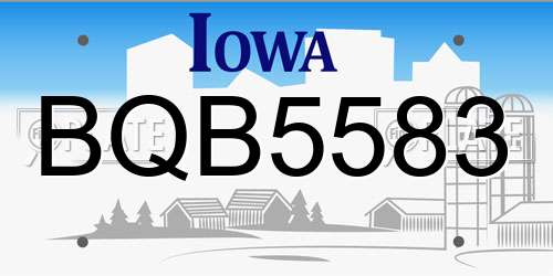 BQB5583 Iowa License Plate