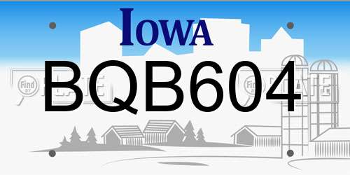 BQB604 Iowa License Plate