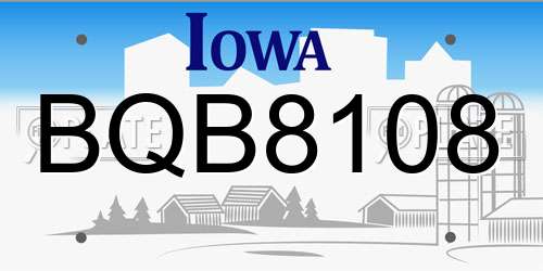 BQB8108 Iowa License Plate