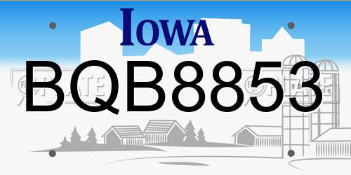 BQB8853 Iowa License Plate