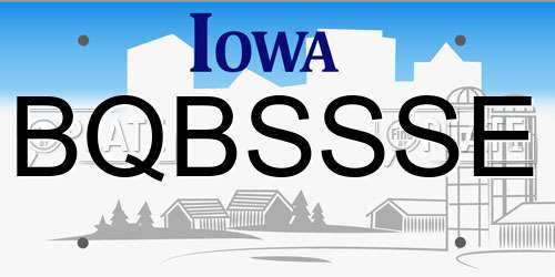 BQBSSSE Iowa License Plate