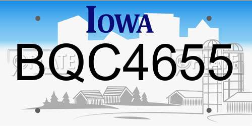 BQC4655 Iowa License Plate