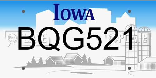 BQG521 Iowa License Plate