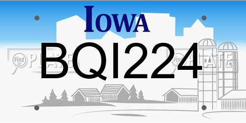 BQI224 Iowa License Plate