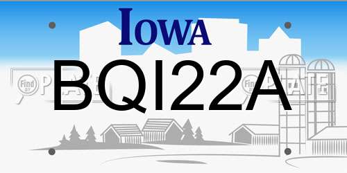 BQI22A Iowa License Plate