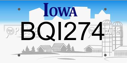BQI274 Iowa License Plate