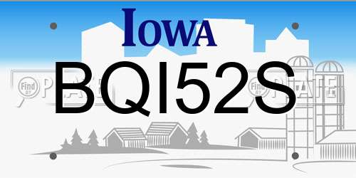 BQI52S Iowa License Plate