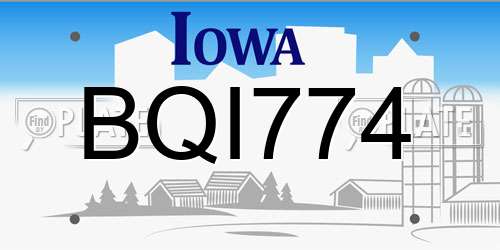 BQI774 Iowa License Plate